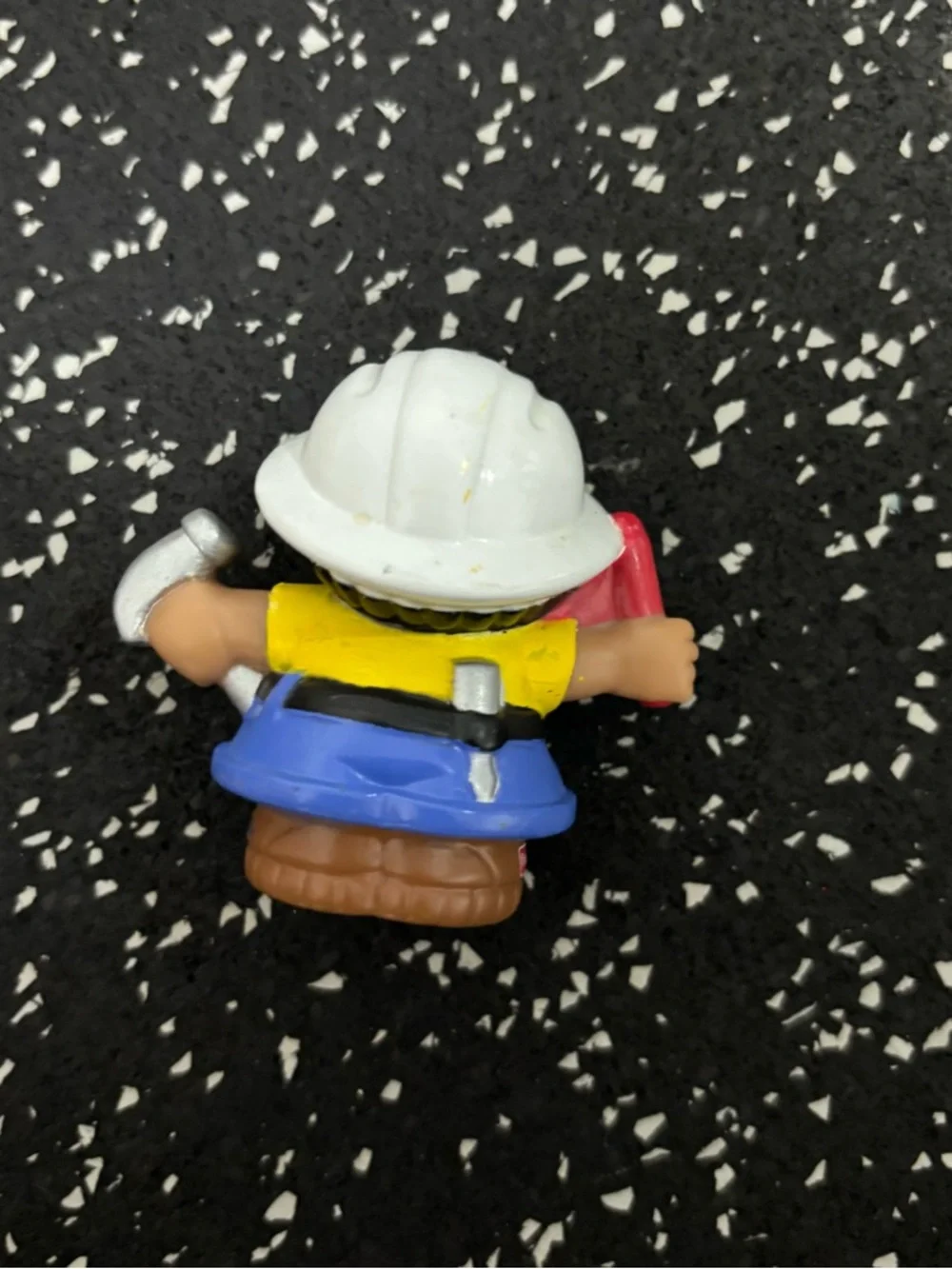 Fisher Price Little People Figure Construction Worker Boy Flag Hammer Toy - Picture 3 of 4